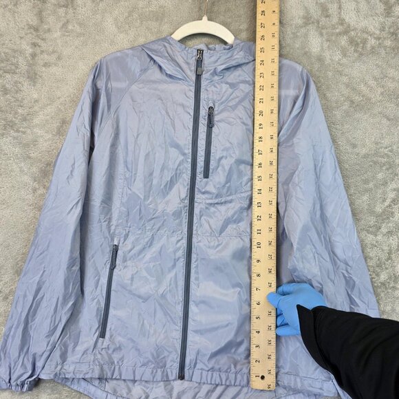 Eddie Bauer Jacket Womens Medium Light Blue Hooded Windbreaker Rain Shell Coat - Picture 2 of 15